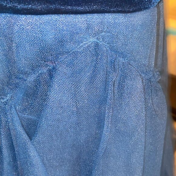 BCBGMAXAZRIA TIERED FLOOR LENGTH GOWN IN POSEIDON BLUE - Picture 5 of 8